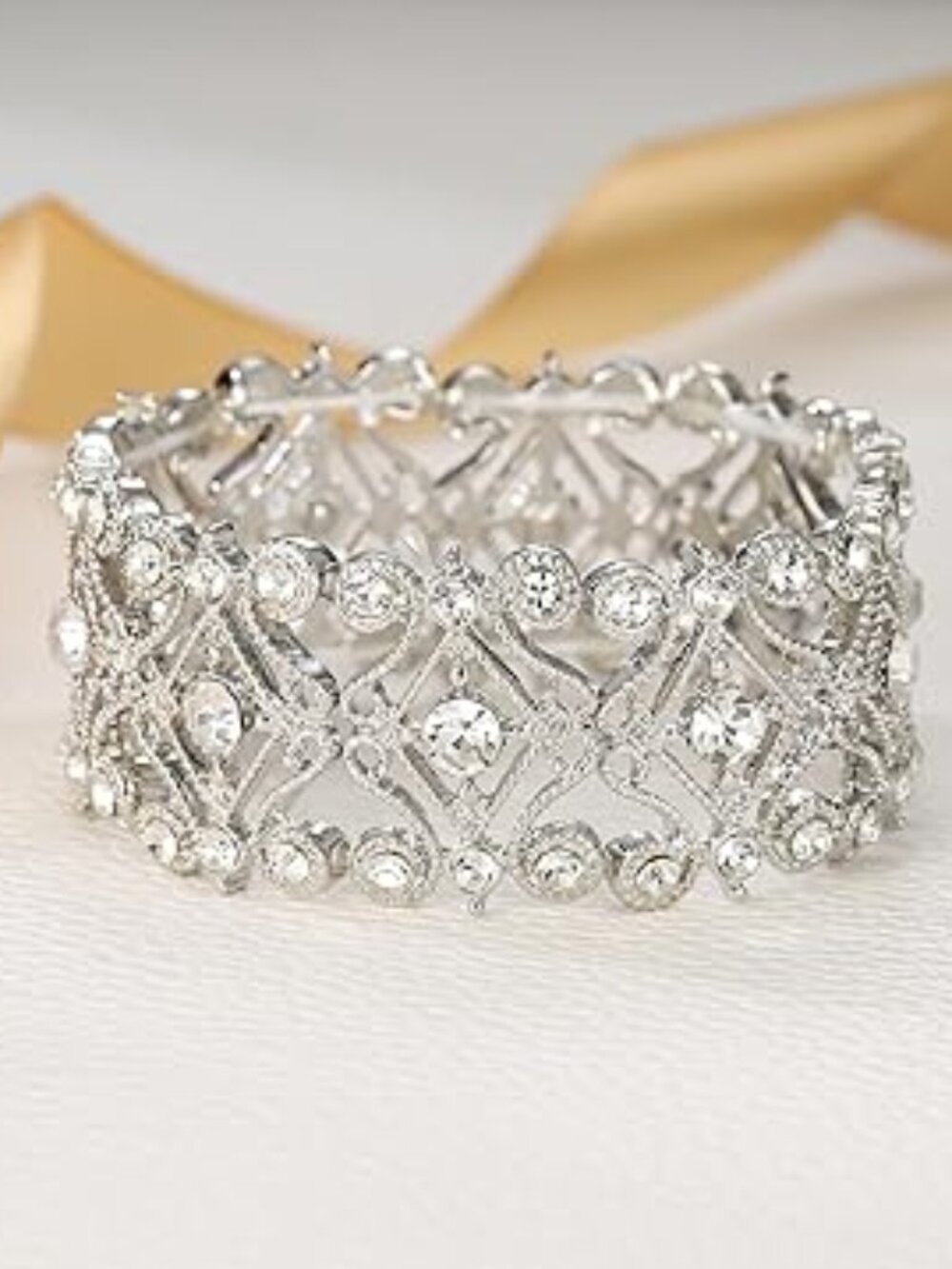Stunning Wedding‎ Bridal Crystal Cluster Stretch Bracelet Prom Bridesmaid